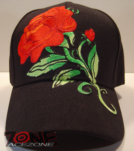 WHOLESALE NEW! RED ROSE CAP HAT BLACK