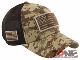 NEW! USA FLAG MILITARY TACTICAL DETACHABLE BASEBALL CAP HAT BROWN D CAMO
