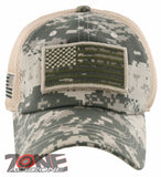 NEW! USA FLAG MILITARY TACTICAL DETACHABLE BASEBALL CAP HAT ACU CAMO