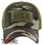 NEW! USA FLAG MILITARY TACTICAL DETACHABLE BASEBALL CAP HAT GREEN CAMO