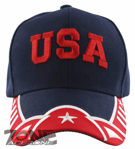 NEW! USA UNITED STATE OF AMERICA STAR BASEBALL CAP HAT RED NAVY