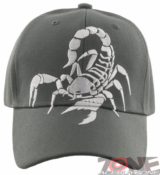 NEW! BIG SCORPION BALL CAP HAT GRAY