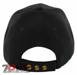 NEW! GOLD DOLLAR SIGN BALL CAP HAT BLACK
