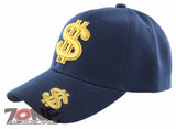 NEW! GOLD DOLLAR SIGN BALL CAP HAT NAVY