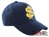 NEW! GOLD DOLLAR SIGN BALL CAP HAT NAVY