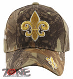 NEW! GOLD FLEUR DE LIS BALL CAP HAT CAMO