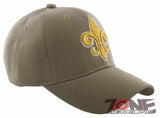 NEW! GOLD FLEUR DE LIS BALL CAP HAT TAN