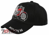 NEW! US ROUTE 66 THE MOTHER ROAD RED BIKE BALL CAP HAT BLACK
