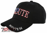 NEW! US ROUTE 66 THE MOTHER ROAD US FLAG BALL CAP HAT BLACK
