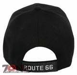 NEW! US ROUTE 66 THE MOTHER ROAD US FLAG BALL CAP HAT BLACK