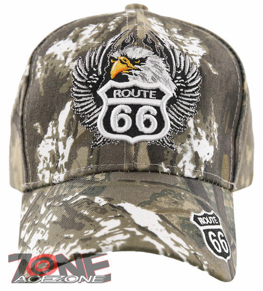 NEW! US ROUTE 66 EAGLE WING BALL CAP HAT CAMO