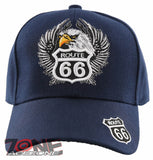 NEW! US ROUTE 66 EAGLE WING BALL CAP HAT NAVY