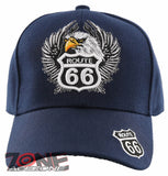 NEW! US ROUTE 66 EAGLE WING BALL CAP HAT NAVY