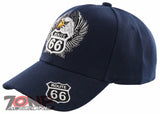 NEW! US ROUTE 66 EAGLE WING BALL CAP HAT NAVY