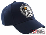 NEW! US ROUTE 66 EAGLE WING BALL CAP HAT NAVY