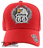 NEW! US ROUTE 66 EAGLE WING BALL CAP HAT RED