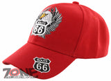 NEW! US ROUTE 66 EAGLE WING BALL CAP HAT RED
