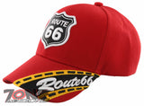 NEW! US ROUTE 66 THE MOTHER ROAD SIDE ROUTE66 BALL CAP HAT RED