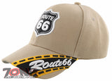 NEW! US ROUTE 66 THE MOTHER ROAD SIDE ROUTE66 BALL CAP HAT TAN