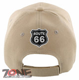 NEW! US ROUTE 66 THE MOTHER ROAD SIDE ROUTE66 BALL CAP HAT TAN