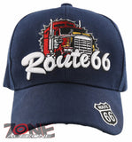 NEW! BIG TRUCK TRUCKER ROUTE 66 BALL CAP HAT NAVY