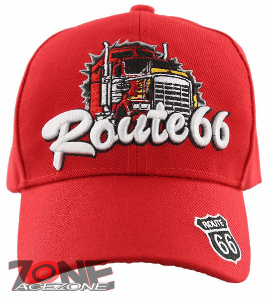 NEW! BIG TRUCK TRUCKER ROUTE 66 BALL CAP HAT RED