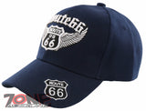 NEW! US ROUTE 66 BIG WING BALL CAP HAT NAVY