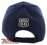 NEW! US ROUTE 66 BIG WING BALL CAP HAT NAVY