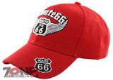 NEW! US ROUTE 66 BIG WING BALL CAP HAT RED