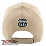 NEW! US ROUTE 66 BIG WING BALL CAP HAT TAN
