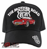NEW! THE MOTHER ROAD US ROUTE 66 RED ANTIQUE CAR BALL CAP HAT BLACK