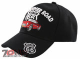 NEW! THE MOTHER ROAD US ROUTE 66 RED ANTIQUE CAR BALL CAP HAT BLACK