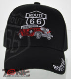 NEW! US ROUTE 66 RED ANTIQUE CAR BALL CAP HAT BLACK