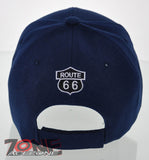 NEW! US ROUTE 66 RED ANTIQUE CAR BALL CAP HAT NAVY