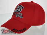 NEW! US ROUTE 66 RED ANTIQUE CAR BALL CAP HAT RED