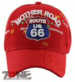 NEW! US ROUTE 66 MOTHER ROAD LOS ANGELES TO CHICAGO BALL CAP HAT RED