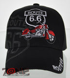 NEW! US ROUTE 66 RED MOTORCYCLE BIKE BALL CAP HAT BLACK
