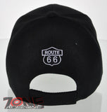 NEW! US ROUTE 66 RED MOTORCYCLE BIKE BALL CAP HAT BLACK