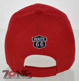 NEW! US ROUTE 66 RED MOTORCYCLE BIKE BALL CAP HAT RED