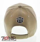NEW! US ROUTE 66 RED MOTORCYCLE BIKE BALL CAP HAT TAN