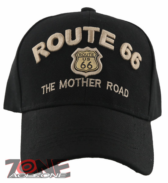 NEW! US ROUTE 66 THE MOTHER ROAD METAL ROUTE 66 BALL CAP HAT BLACK