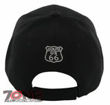 NEW! US ROUTE 66 THE MOTHER ROAD METAL ROUTE 66 BALL CAP HAT BLACK