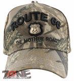 NEW! US ROUTE 66 THE MOTHER ROAD METAL ROUTE 66 BALL CAP HAT CAMO