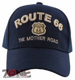 NEW! US ROUTE 66 THE MOTHER ROAD METAL ROUTE 66 BALL CAP HAT NAVY