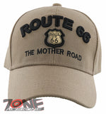 NEW! US ROUTE 66 THE MOTHER ROAD METAL ROUTE 66 BALL CAP HAT TAN