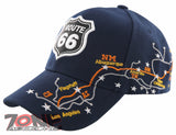 NEW! US ROUTE 66 LOS ANGELES TO CHICAGO ROUTE MAP CAP HAT NAVY