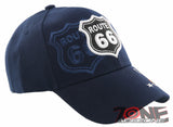 NEW! US ROUTE 66 LOS ANGELES TO CHICAGO ROUTE MAP CAP HAT NAVY