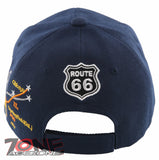 NEW! US ROUTE 66 LOS ANGELES TO CHICAGO ROUTE MAP CAP HAT NAVY