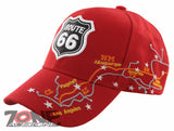 NEW! US ROUTE 66 LOS ANGELES TO CHICAGO ROUTE MAP CAP HAT RED