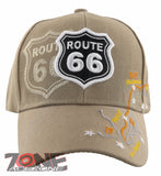 NEW! US ROUTE 66 LOS ANGELES TO CHICAGO ROUTE MAP CAP HAT TAN